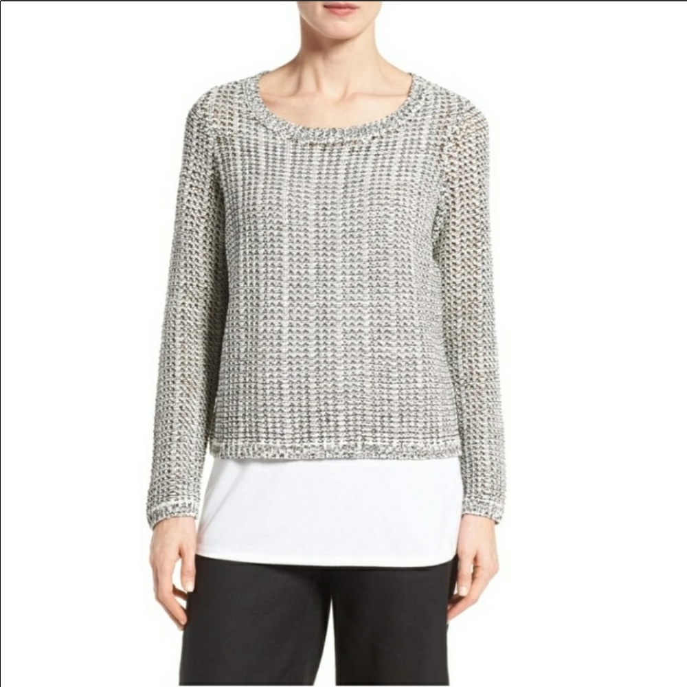 Eileen Fisher Organic Cotton Linen Knit Box Top